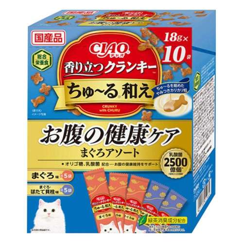 いなば食品　ＣＩＡＯ香り立つクランキーちゅ～る和えＢＯＸ　お腹の健康ケアまぐろアソート　１８ｇ×１０袋