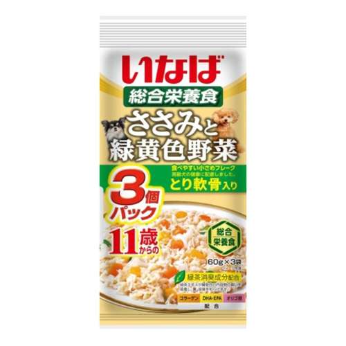 いなば食品　いなば　ささみと緑黄色野菜　１１歳からのとり軟骨入り　６０ｇ×３袋