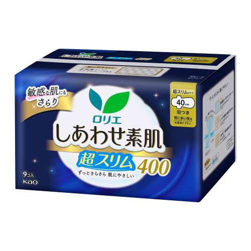 花王 ロリエ しあわせ素肌 超スリム 特に多い夜用40cm 羽つき 9個