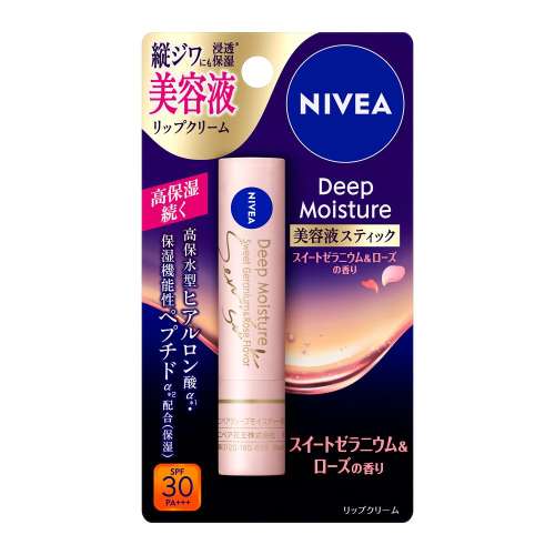 ニベア ディープモイスチャーリップ 美容液スティック スイートゼラニウム＆ローズの香り