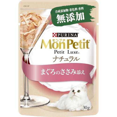 モンプチ　プチリュクスパウチ　ナチュラル　成猫　まぐろのささみ添え３０ｇ