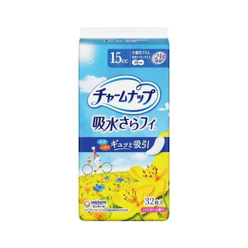 ユニ・チャーム　チャームナップ 吸水さらフィ 女性用 15cc 少量用 32枚入 昼用ナプキンサイズ 19cm 【軽い尿もれの方】