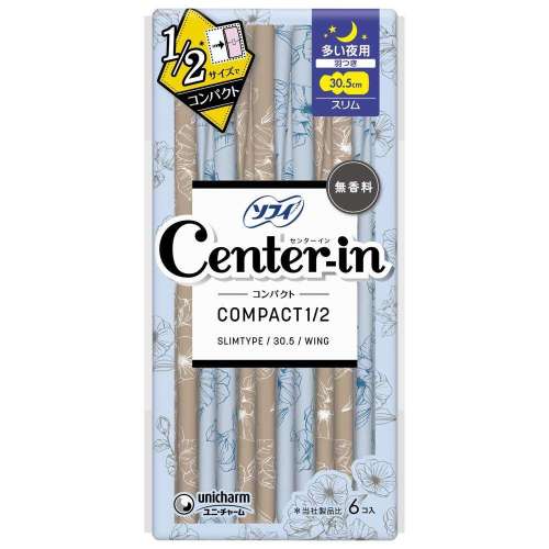 ユニ・チャーム　センターインコンパクト　ふわふわ　多い日の夜用　６枚