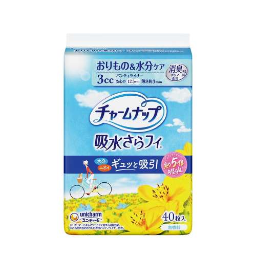 ユニ・チャーム　チャームナップ 吸水さらフィ 女性用 パンティライナー 3cc 無香料 40枚入 17.5cm 【軽い尿もれの方】×24個セット