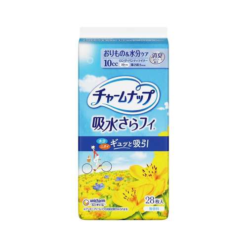 ユニ・チャーム　チャームナップ 吸水さらフィ 女性用 パンティライナー 10cc ロング 無香料 28枚 19cm【軽い尿もれの方】×24個セット