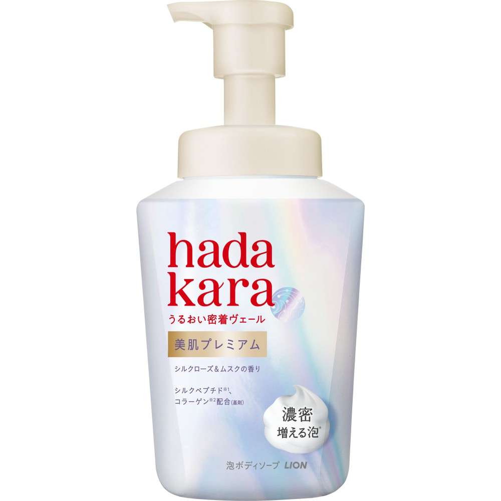 ライオン　ハダカラ美肌プレミアム　モイストボディケアソープ　泡タイプ　本体　５００ｍｌ