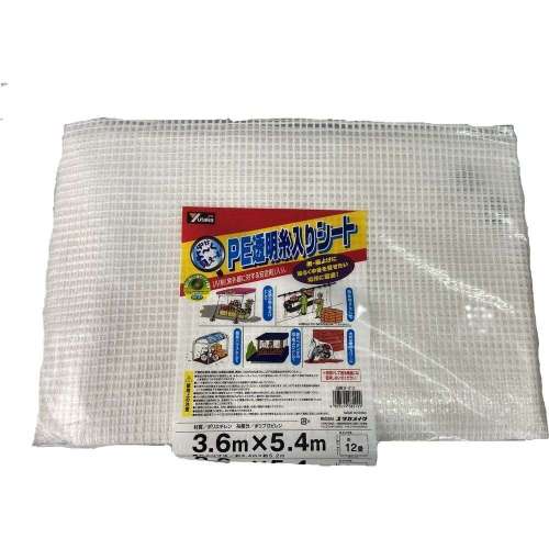 ユタカメイク シート PE透明糸入りシート（UV剤入） 3.6m×5.4m B313