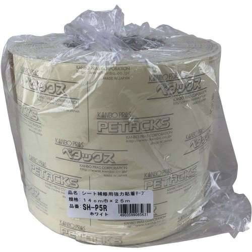 ユタカメイク シート補修用強力粘着テープロール巻 ホワイト 14cm×25m SH-P5R