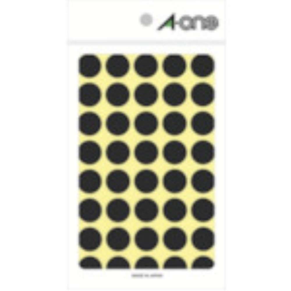 3M エーワン （TM）  カラーラベル 丸型 15mmΦ 黒 （14枚入） 07029