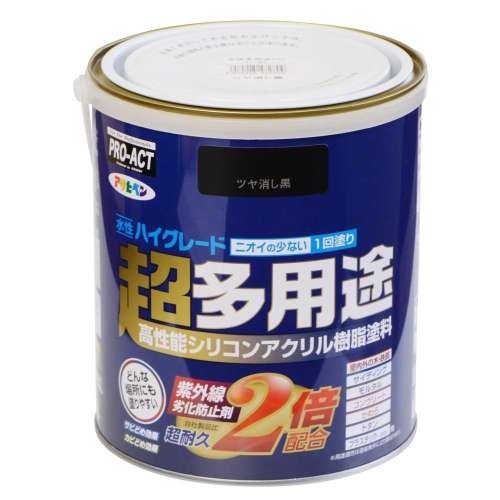 アサヒペン　水性多用途ＨＧ　１．６Ｌ　ツヤ消し黒