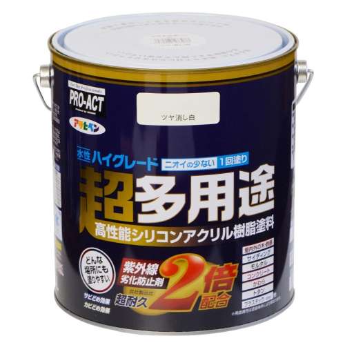 アサヒペン　水性多用途ＨＧ　３Ｌ　ツヤ消し白