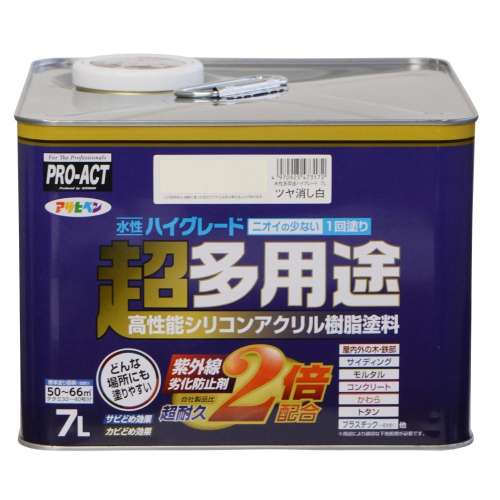 アサヒペン　水性多用途ＨＧ　７Ｌ　ツヤ消し白