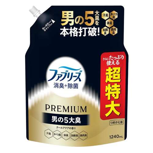 P&G　ファブリーズ除菌消臭プレミアムメン　クールアクアの香り　替1240ml