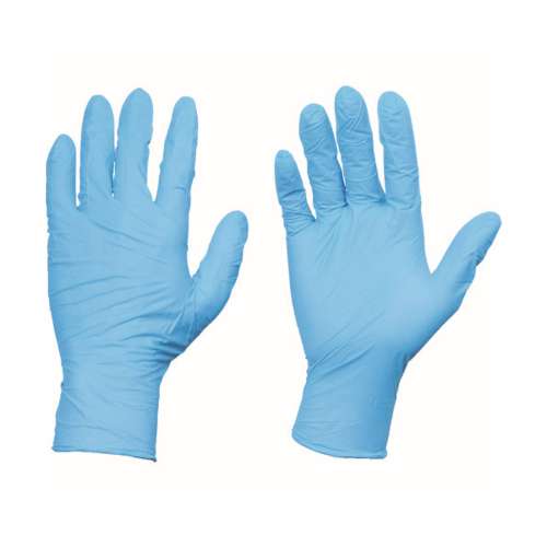 ＴＲＵＳＣＯ　使い捨てニトリル手袋ＴＧスタンダード　０．０８粉付青Ｍ　１００枚