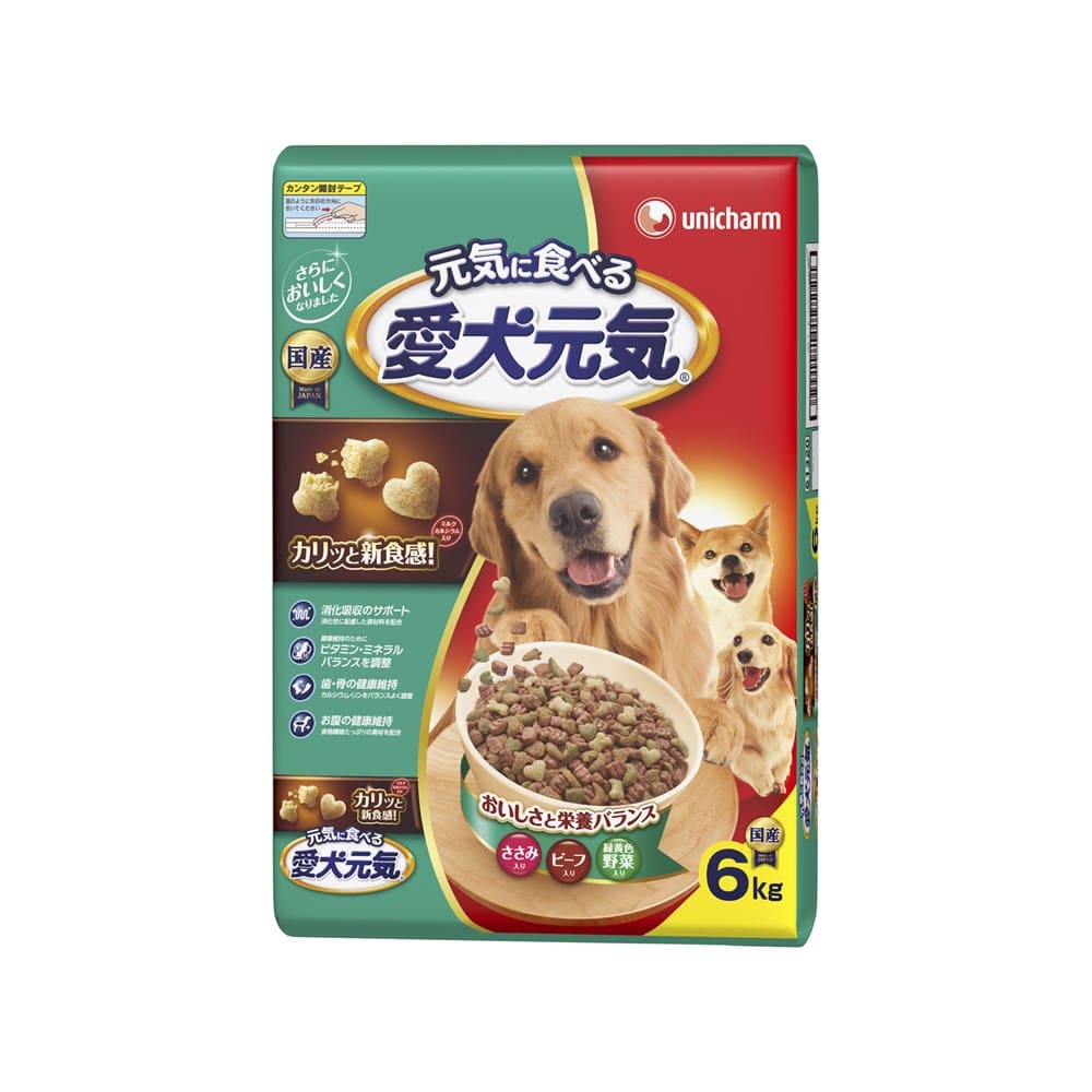 ユニ・チャーム　愛犬元気全成長段階用ささみ・ビーフ・緑黄色野菜入り6kg ささみ・ビーフ・緑黄色野菜入り6kg