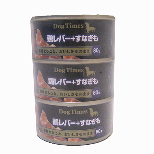 ドッグタイムスミニ缶　鶏レバー＋すなぎも　８０ｇ×３