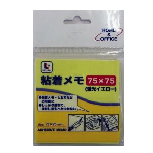 粘着メモ　７５ｍｍ×７５ｍｍ　８０枚　蛍光イエロー ７５ｍｍ×７５ｍｍ　８０枚　蛍光イエロー