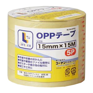 ＯＰＰテープ　５巻パック　１５ｍｍ×１５ｍ