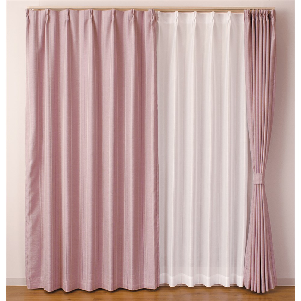 カーテン マター 2枚組 幅100×高さ178cm 2枚組 ピンク(幅100×高さ178cm 2枚組 ピンク): インテリア・家具・収納用品