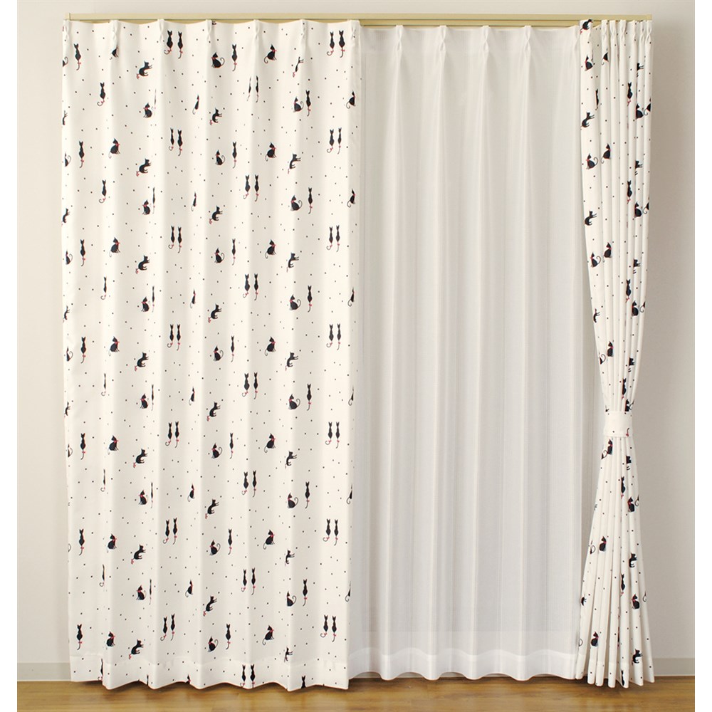 カーテン　ミネ　２枚組　幅１００×高さ１７８ｃｍ　２枚組　 ホワイト