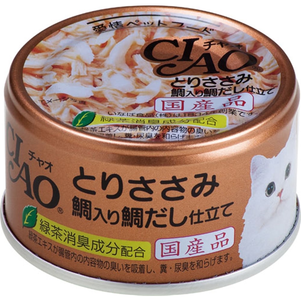 いなばペットフード　チャオ缶とりささみ鯛入り鯛だし仕立て８５ｇ