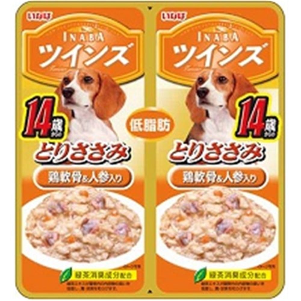 いなばペットフード　ツインズ　１４歳からのとりささみ　鶏軟骨＆人参入り　４０ｇ×２