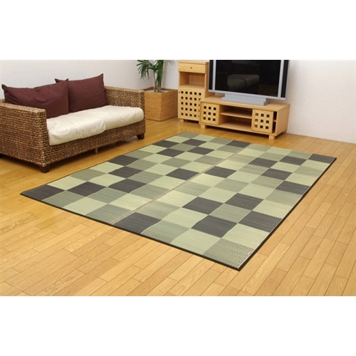 イケヒコ・コーポレーション(IKEHIKO) 純国産 い草ラグカーペット 『Fブロック2』 グレー 191×250cm（裏：ウレタン）(グレー