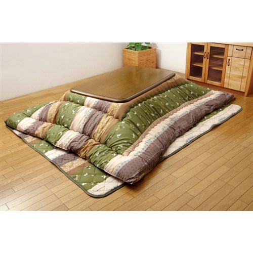 イケヒコ・コーポレーション(IKEHIKO) 　和柄　こたつ布団セット　正方形　　『こよみ』　グリーン　約２０５×２０５ｃｍ