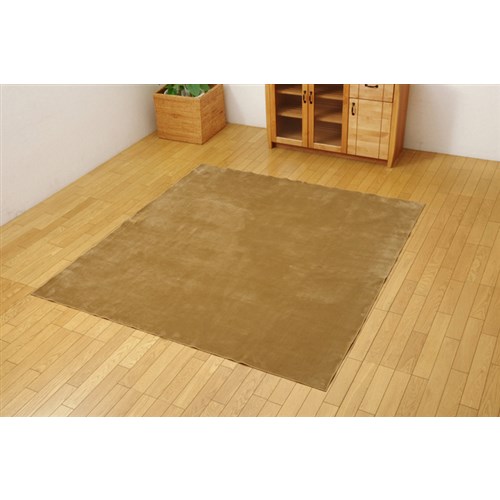 イケヒコ・コーポレーション(IKEHIKO) 　ラグ　カーペット　３畳　洗える　無地　『イーズ』　ベージュ　約１８５×２４０ｃｍ　裏：すべりにくい加工　（ホットカーペット対応）