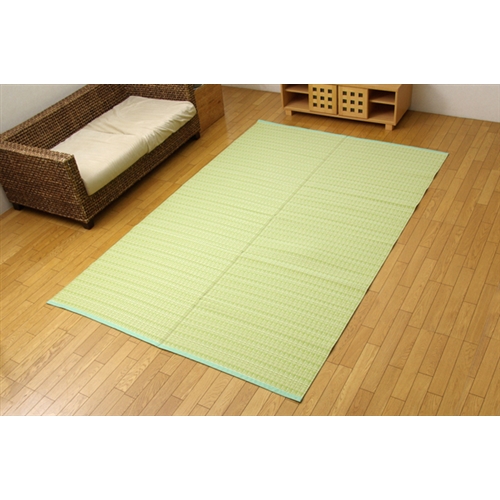 日本製 洗える PPカーペット グリーン本間2畳 約191×191cm
