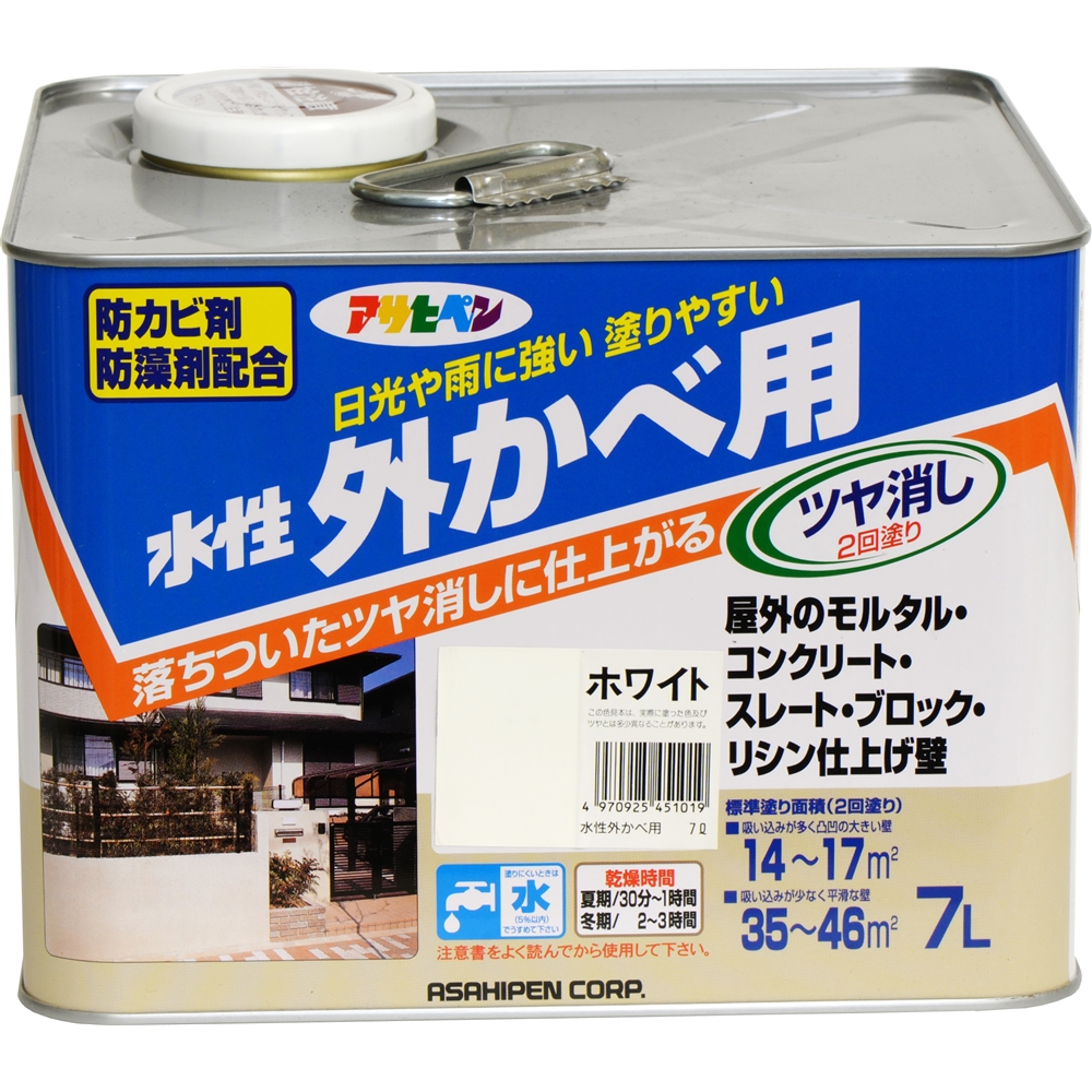 アサヒペン(Asahipen) 水性外カベツヤ消し ７Ｌ ホワイト: 塗料・接着剤・補修用品|ホームセンターコーナンの通販サイト
