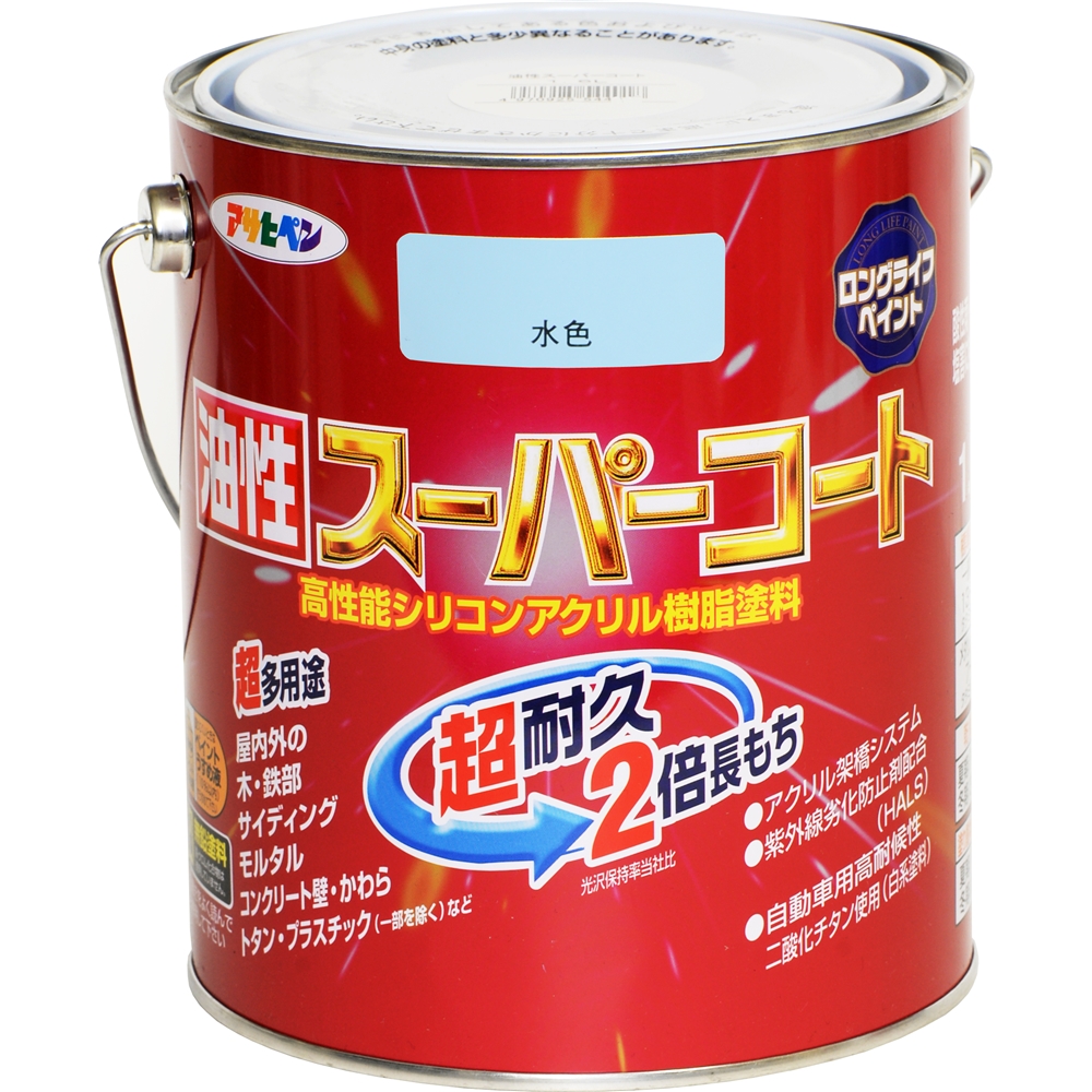 アサヒペン(Asahipen) 油性スーパーコート　１．６Ｌ　水色