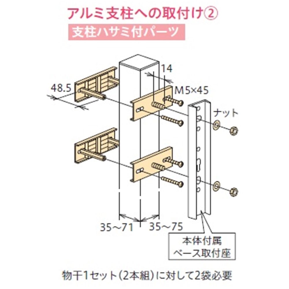 川口技研 ホスクリーン 支柱挟み付パーツ HP-2