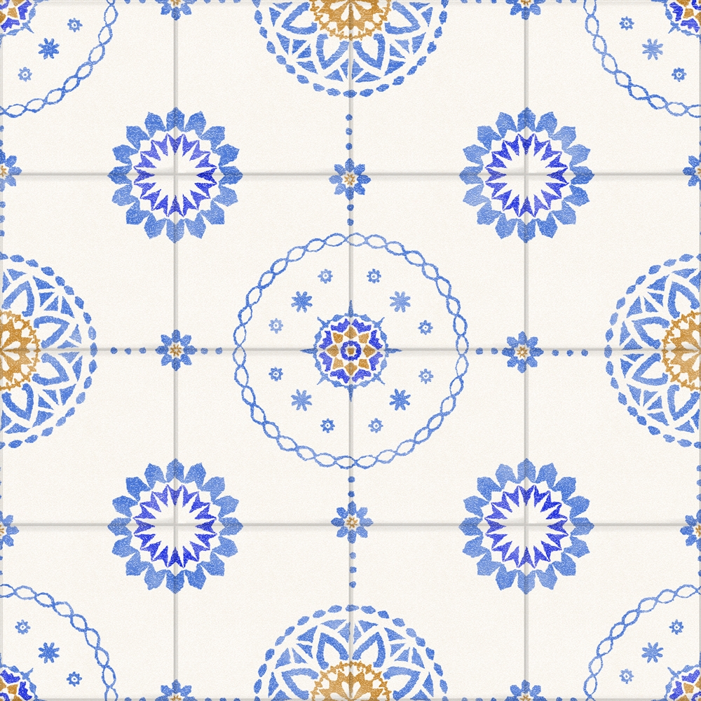 明和グラビア　リノベシート　モロッコタイル　ＲＥＮ－０４ ブルー