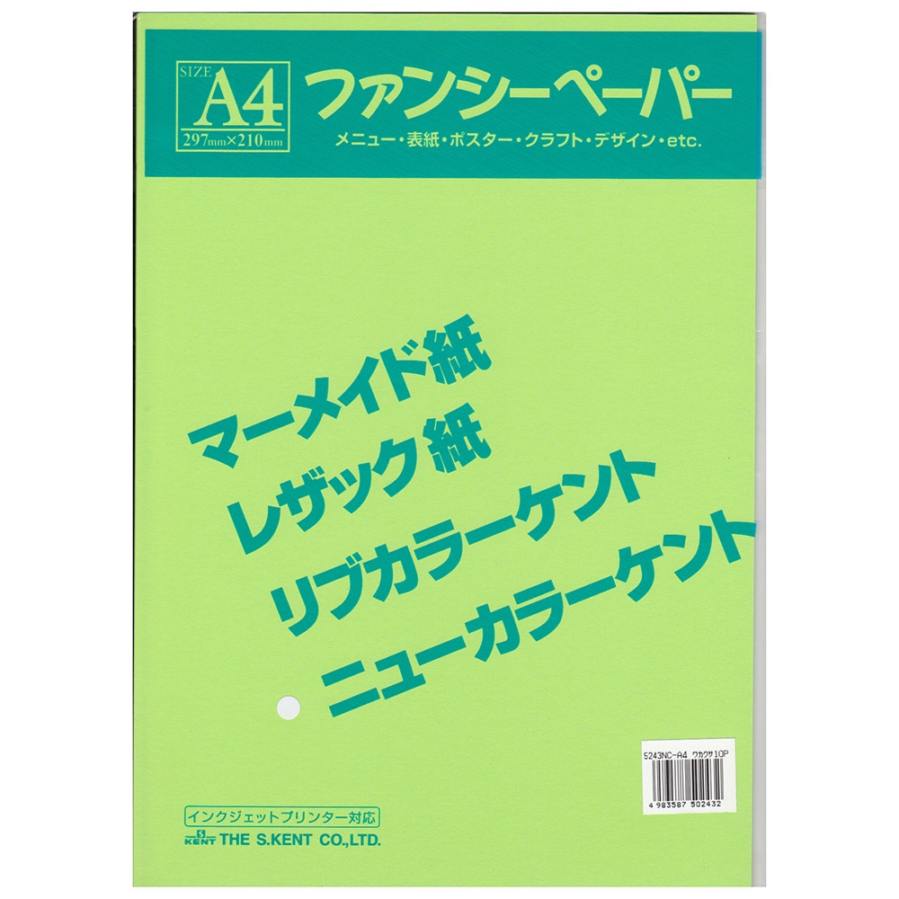 色画用紙　Ａ４　１０枚入り　わかくさ Ａ４　１０枚入り　わかくさ