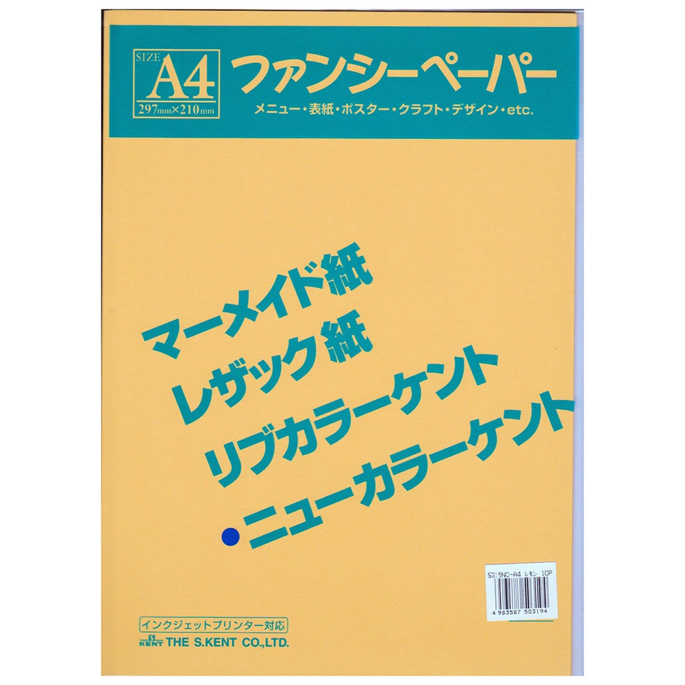 色画用紙　Ａ４　１０枚入り　レモン Ａ４　１０枚入り　レモン