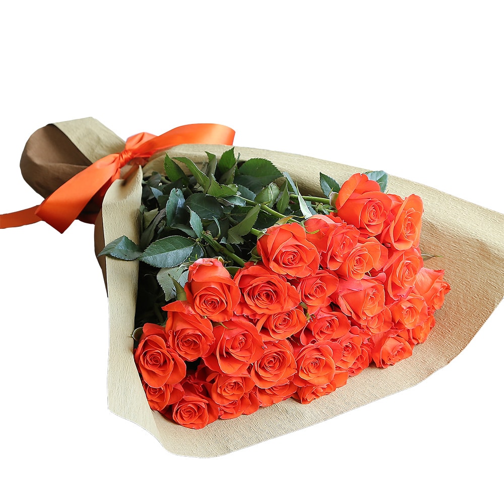 バラ花束 フラワーギフト オレンジ色 30本束 シック系ラッピング 高さ40cm前後 30本束シック系 園芸 農業資材 ホームセンターコーナン の通販サイト