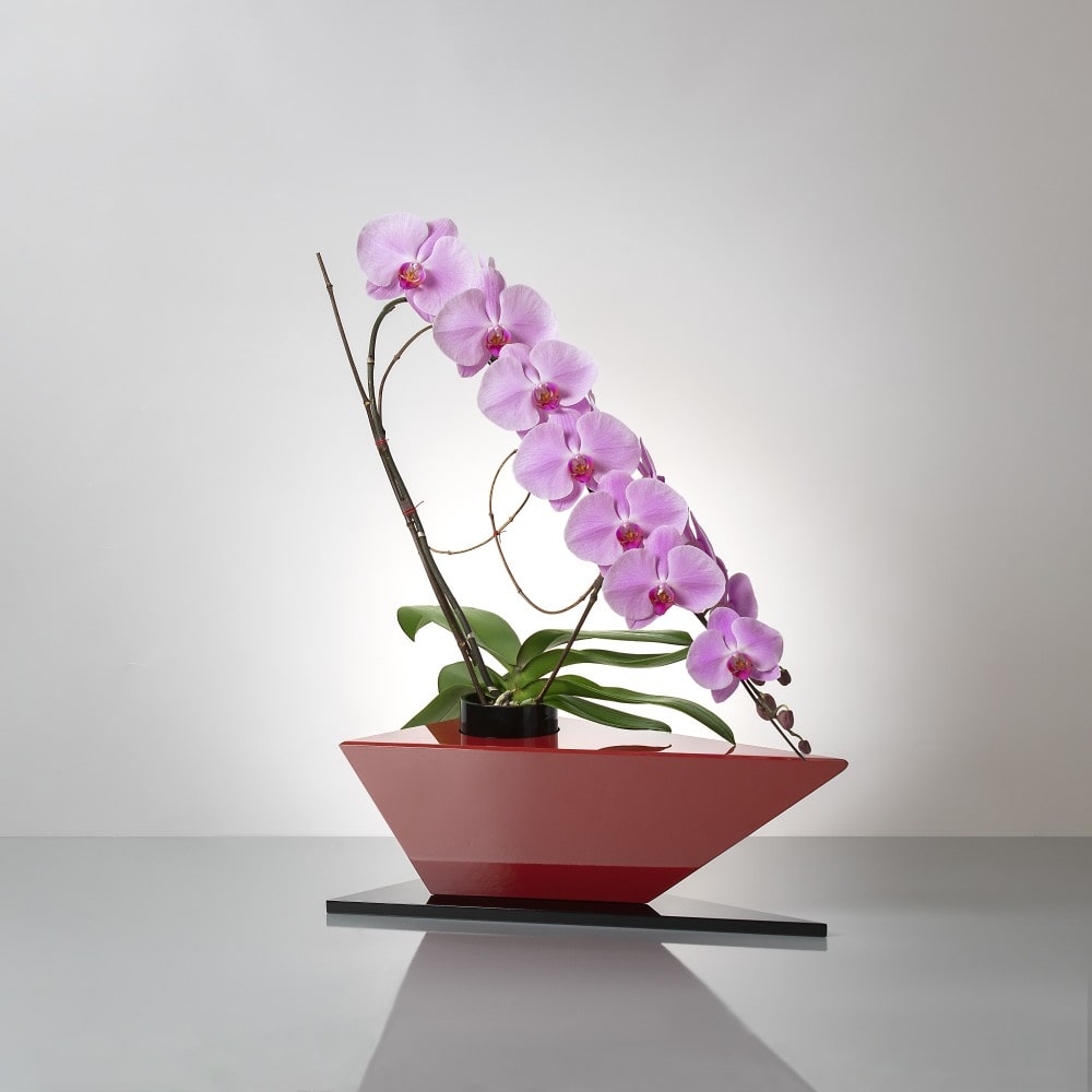 フォアスSOSO ピンク 紀州漆船形花器 船形花器