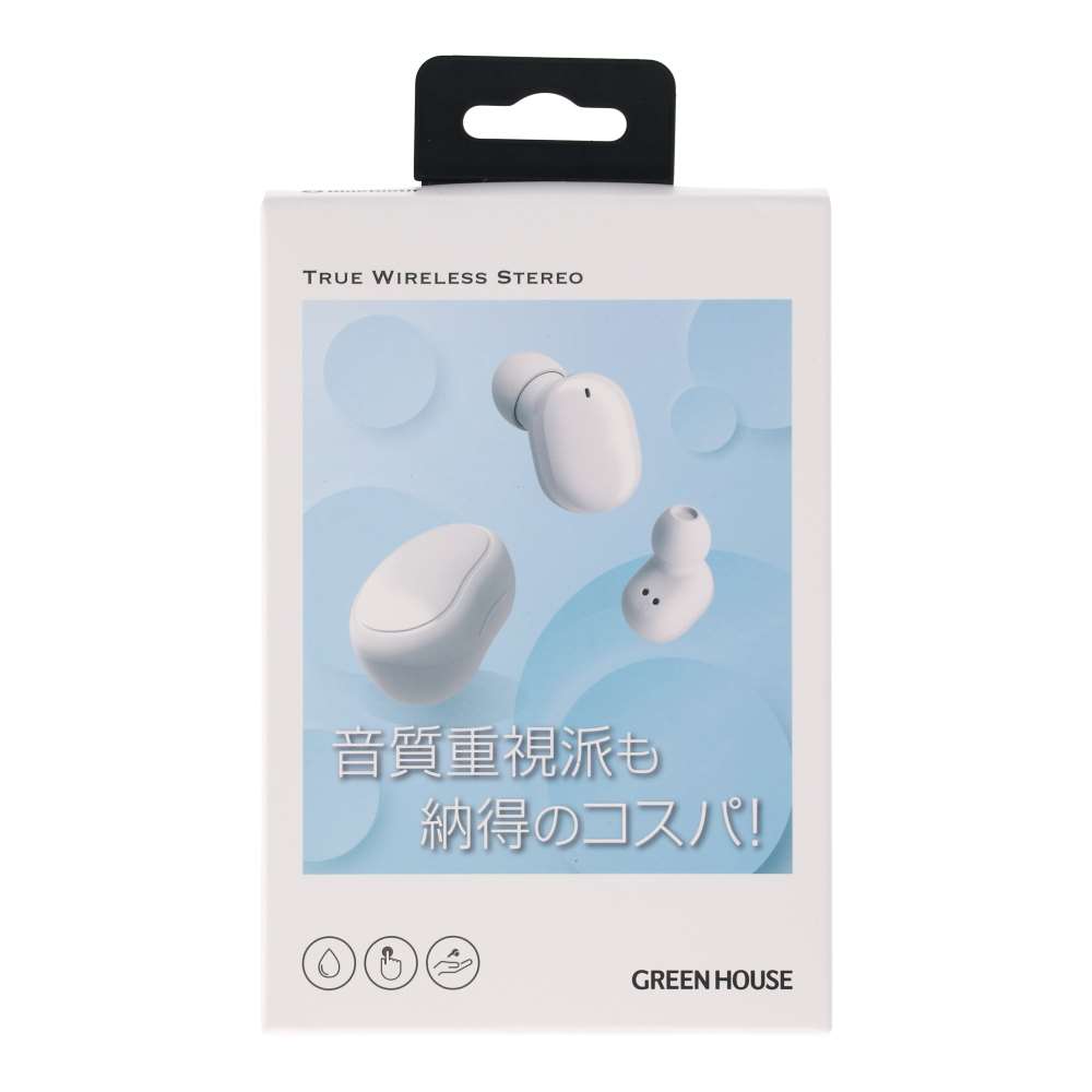 グリーンハウス　ワイヤレスイヤホン　ホワイト　ＧＨ－ＴＷＳＵ－ＷＨ ホワイト