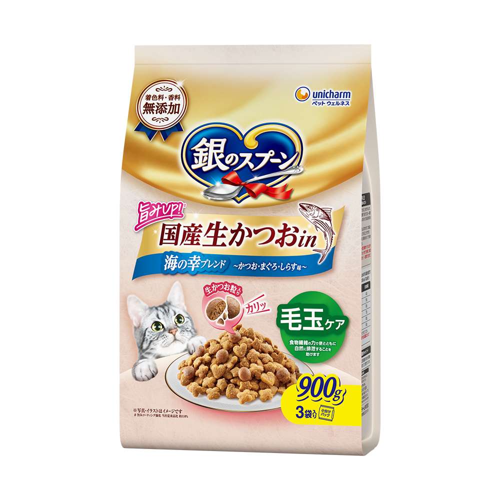 銀のスプーン　国産生かつお?海の幸ブレンド　毛玉ケア　かつお・まぐろ・しらす900ｇ 毛玉 かつお・まぐろ・しらす900g