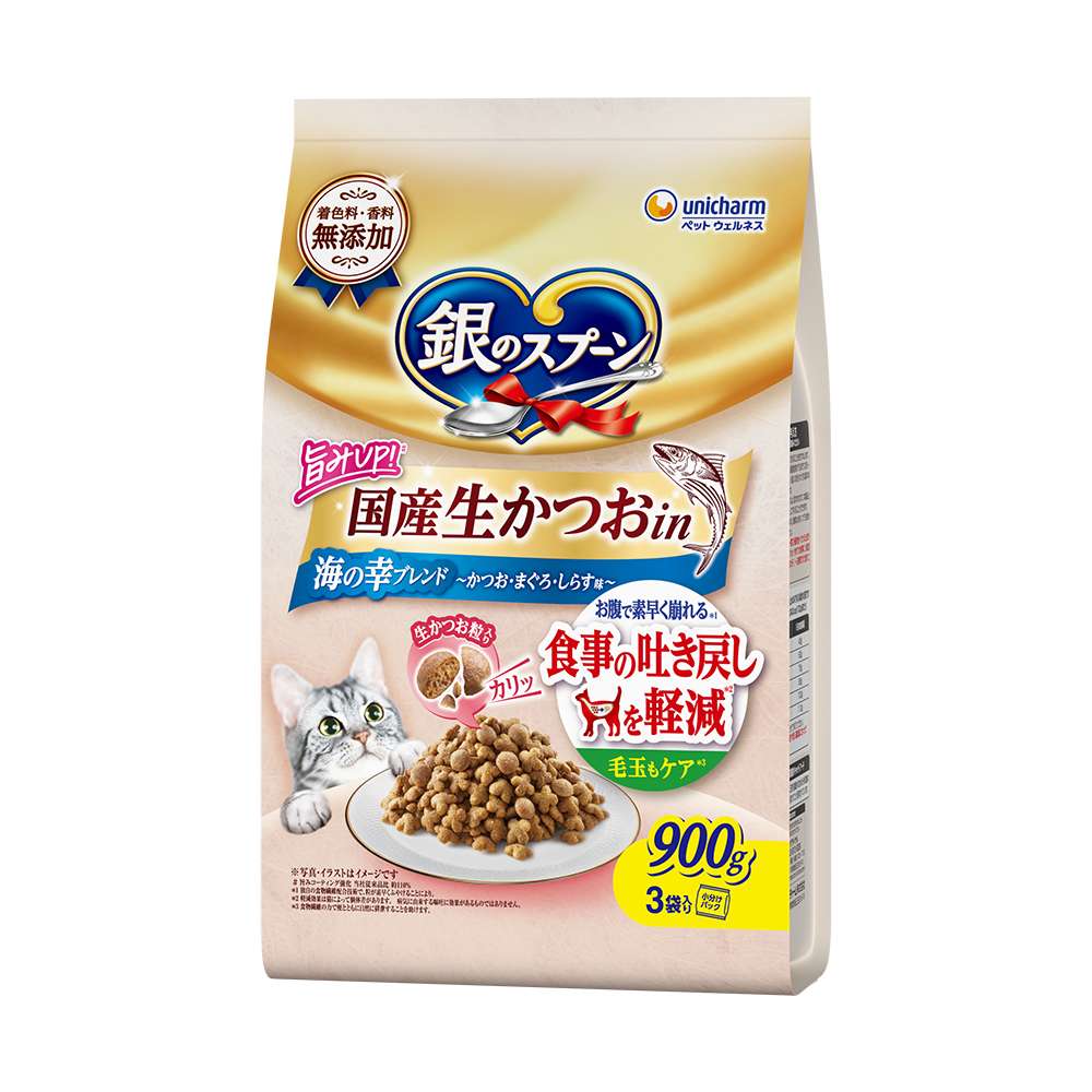 銀のスプーン　国産生かつおin海の幸ブレンド　吐き戻しを軽減　かつお・まぐろ・しらす900ｇ 吐き戻し軽減 かつお・まぐろ・しらす900g