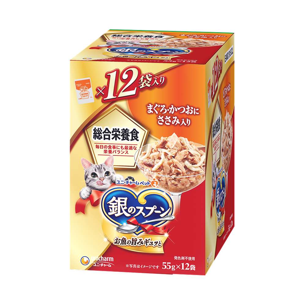 銀のスプーン　パウチ　栄養食　まぐろ・かつおにささみ入り55ｇ×12袋 まぐろ・かつおにささみ入り55g×12袋