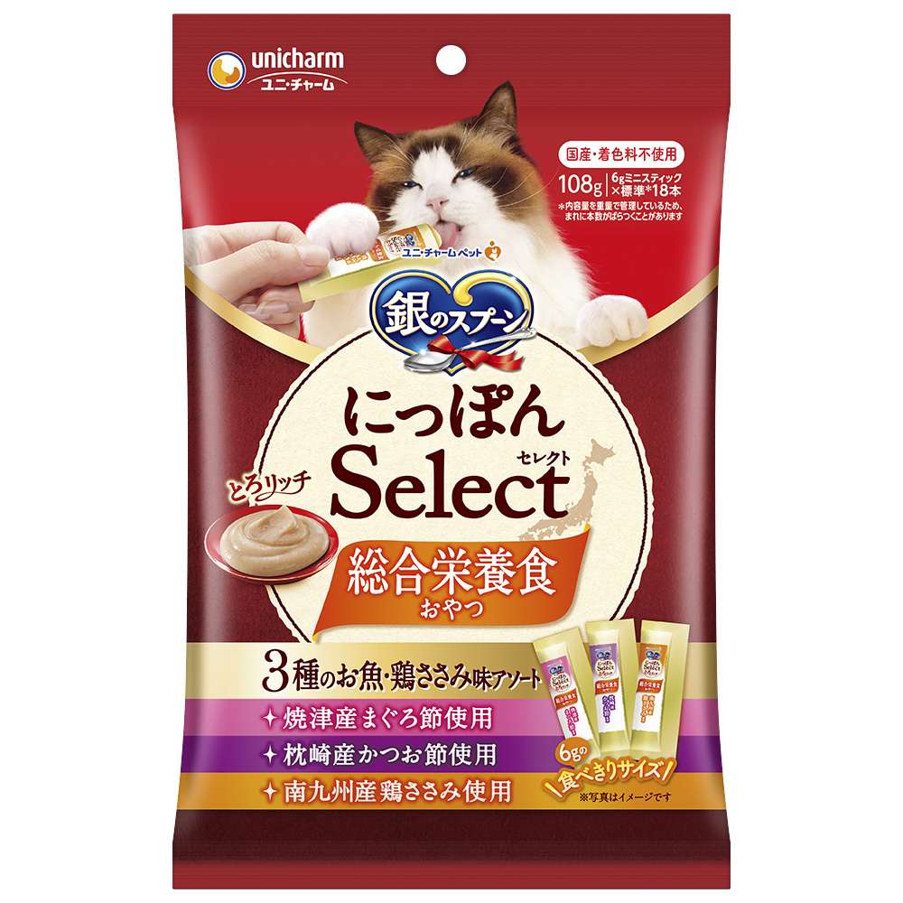 銀のスプーン　にっぽんSelect　とろりっち総合栄養食　3種の魚・ささみ味アソート108ｇ 総合栄養食 3種の魚・ささみ味アソート108g