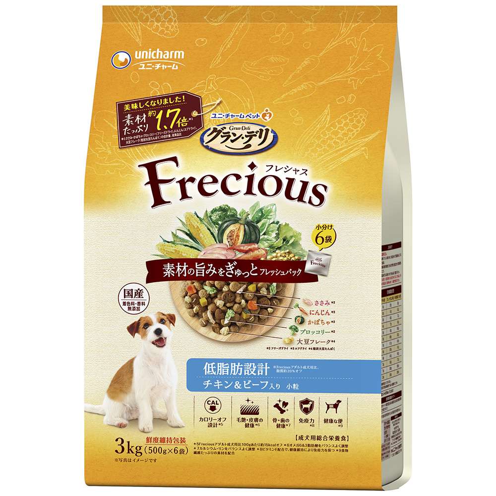 グラン・デリ　フレシャス(Frecious)　低脂肪設計　アダルト成犬用　チキン＆ビーフ入り3ｋｇ アダルト チキン＆ビーフ入り3kg
