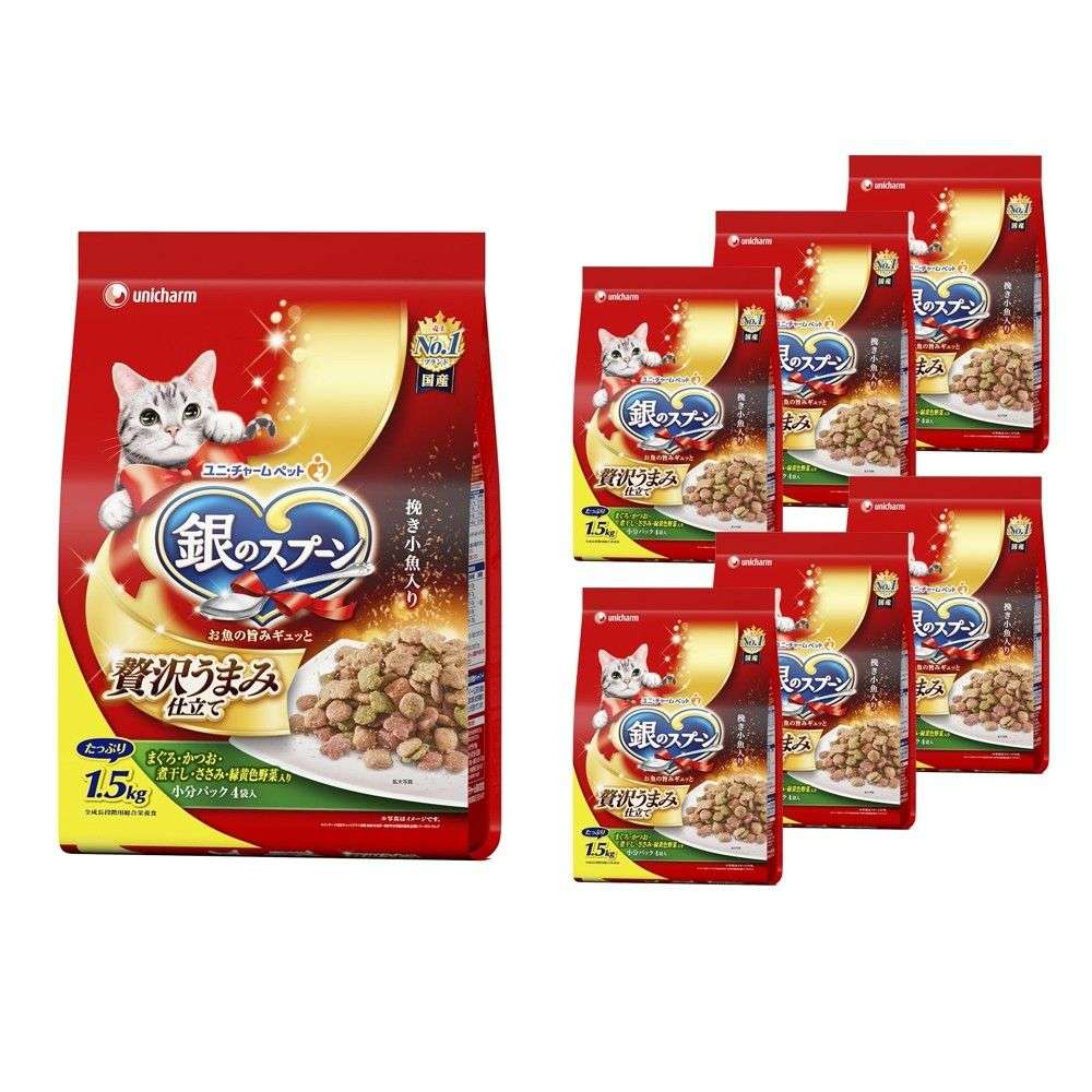 ユニ・チャーム　銀のスプーン　 贅沢うまみ仕立て　お魚・お肉・野菜入り １．５ｋｇ　×6個セット 6個セット
