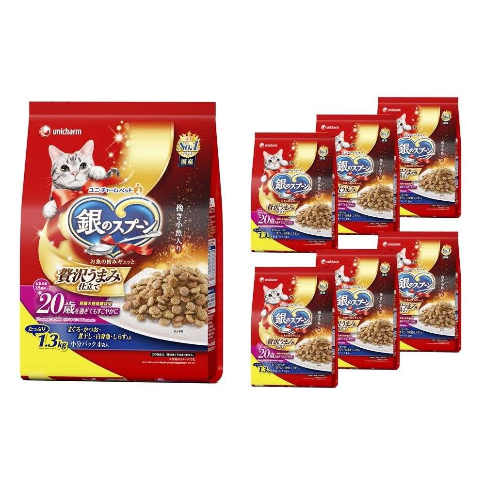 ユニ・チャーム　銀のスプーン　 贅沢うまみ仕立て　腎臓の健康維持用２０歳を過ぎてもすこやかに　お魚づくし　１．３ｋｇ　×6個セット 6個セット