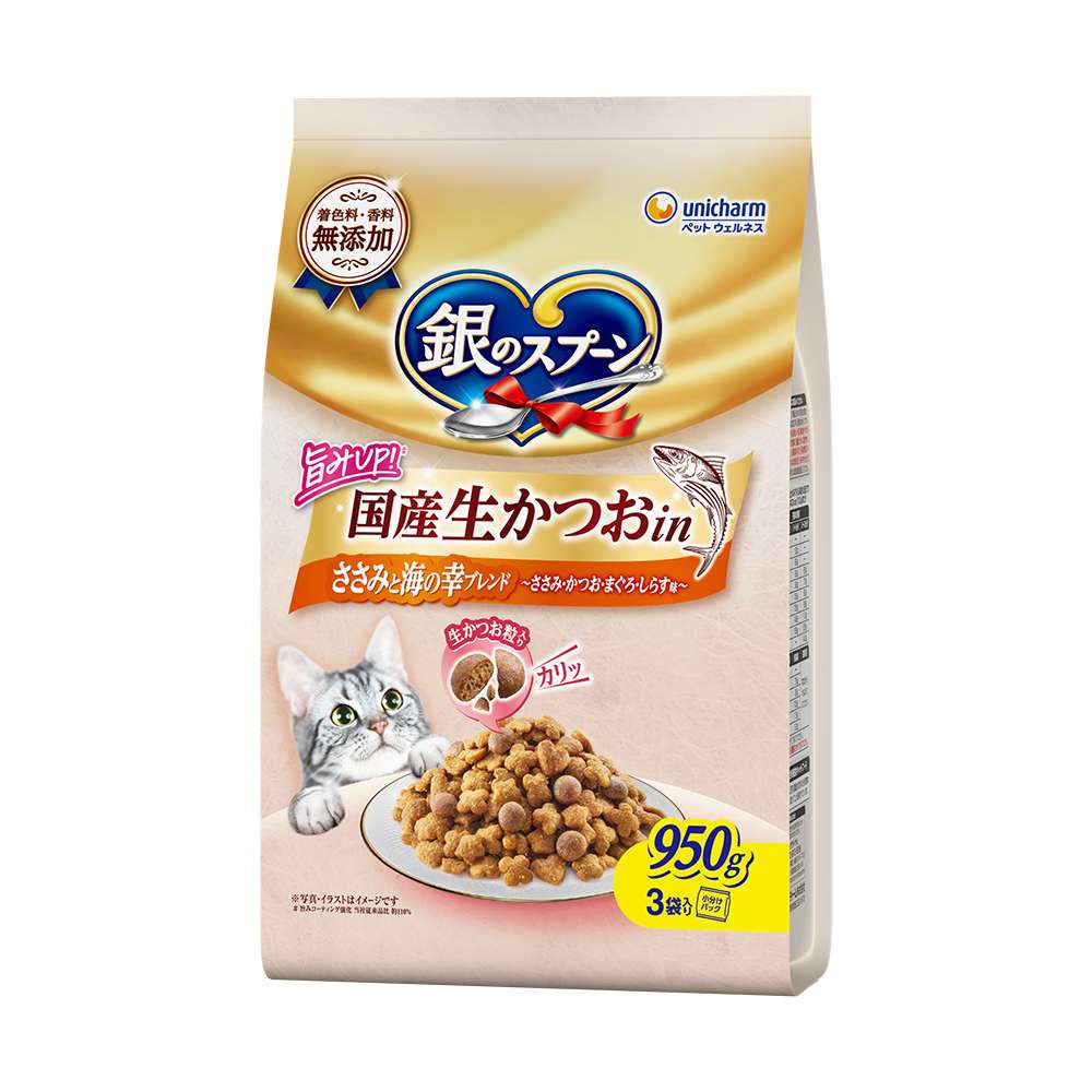 銀のスプーン　国産生かつお?海の幸ブレンド　ささみ・かつお・まぐろ・しらす950ｇ ささみ・かつお・まぐろ・しらす950g