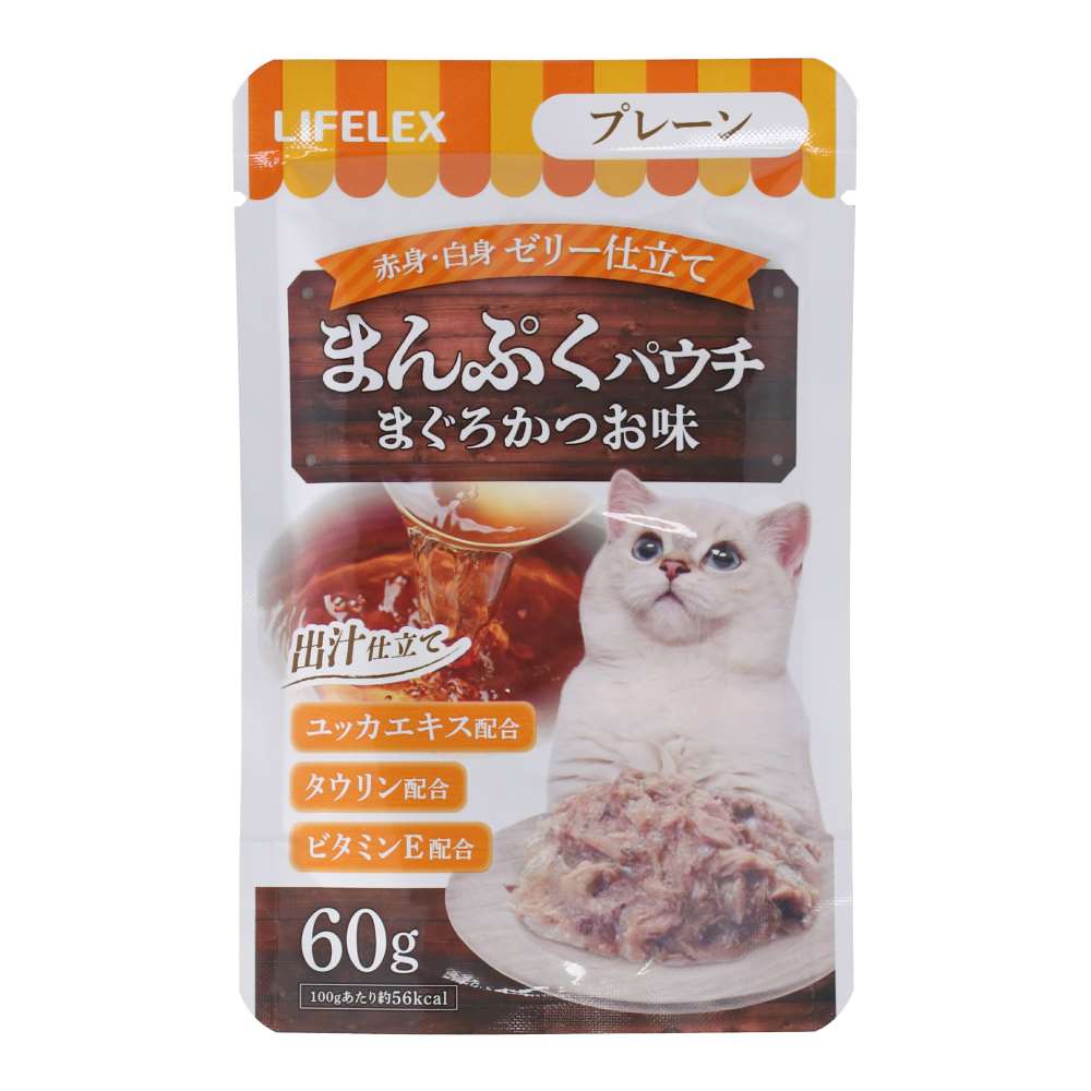 LIFELEX　まんぷくパウチ６０ｇ　まぐろ＆かつお味　プレーン　赤身／白身ゼリー仕立て プレーン