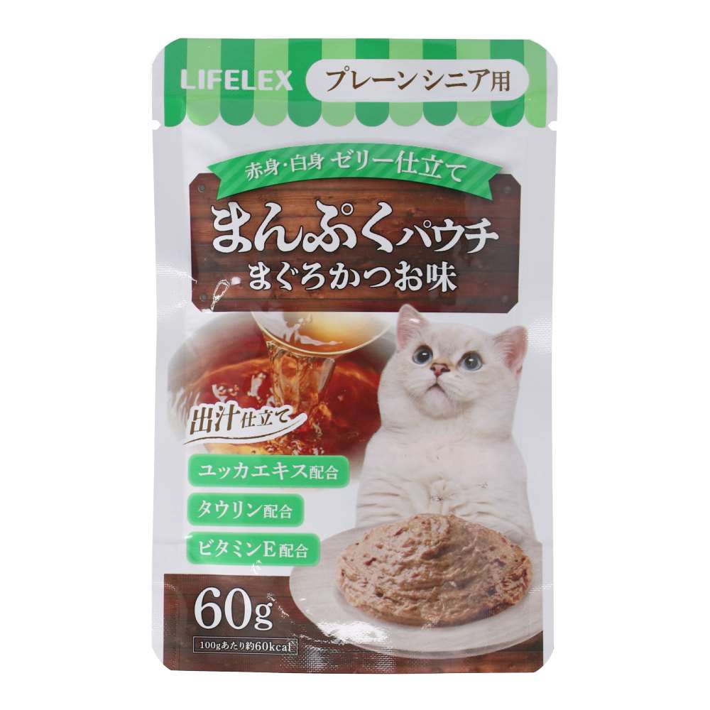 LIFELEX　まんぷくパウチ６０ｇ　まぐろ＆かつお味　プレーン　シニア用　赤身ペーストタイプ 単品