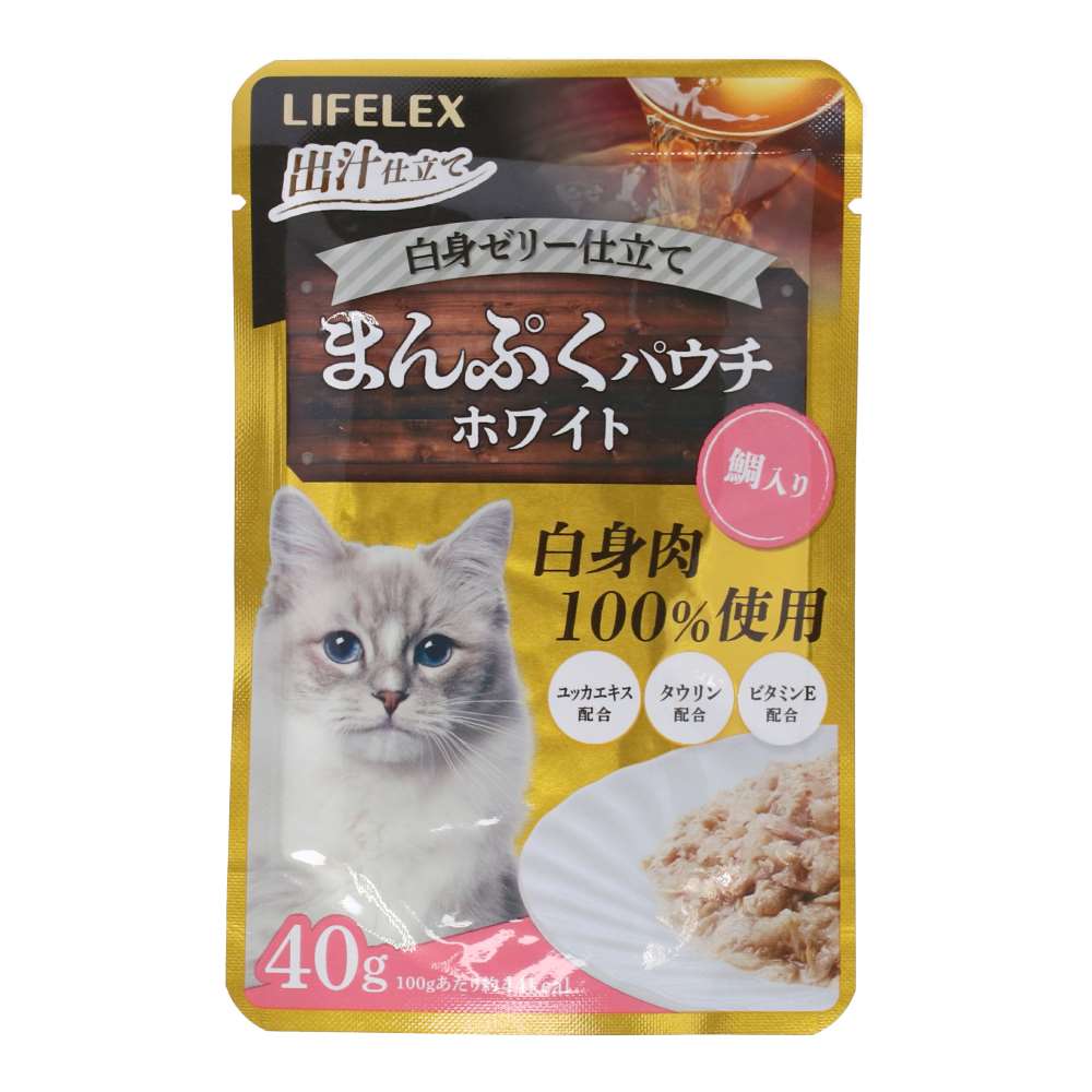 LIFELEX　まんぷくパウチホワイト　４０ｇ　鯛入り　白身ゼリー仕立て 鯛入り